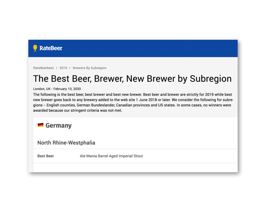 RateBeer Best Beer 2019